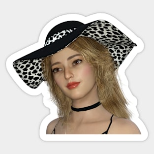 Portrait of a blonde lady Sticker